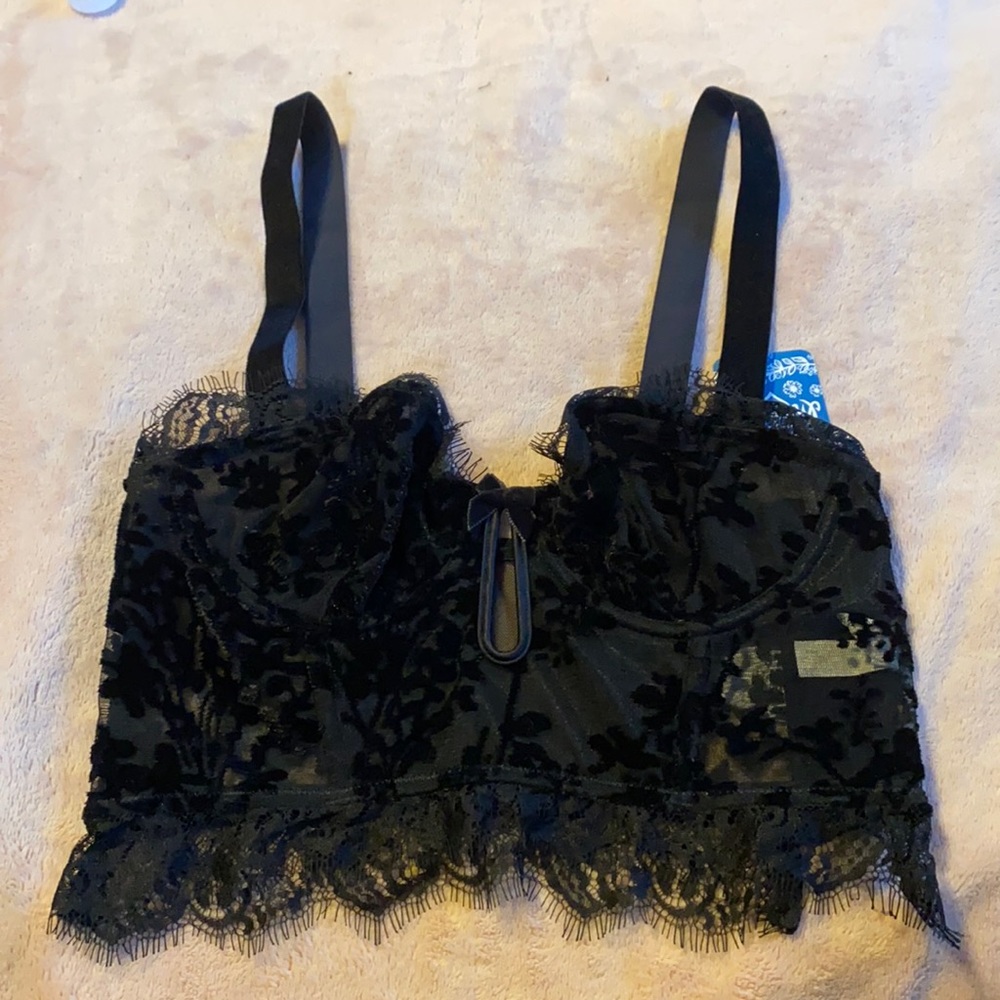 Free People Velvet Bralette - Black - Picture 1 of 6